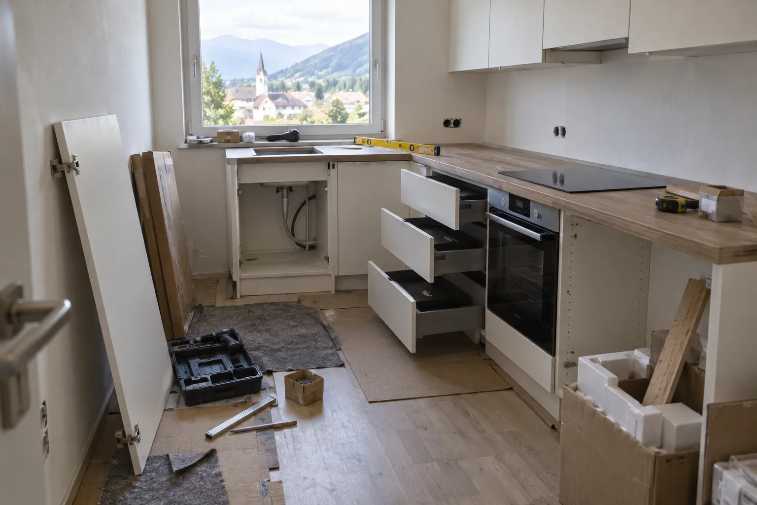 Montage einer schlichten Küche
